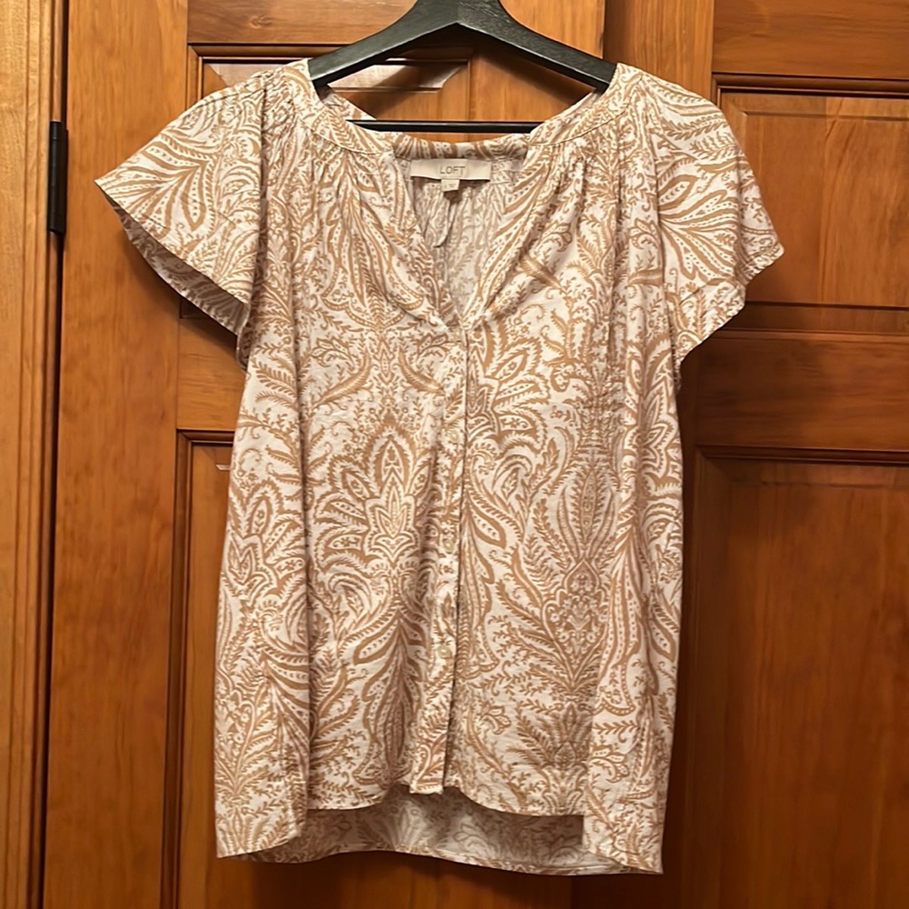 Loft flutter sleeve blouse, size small.